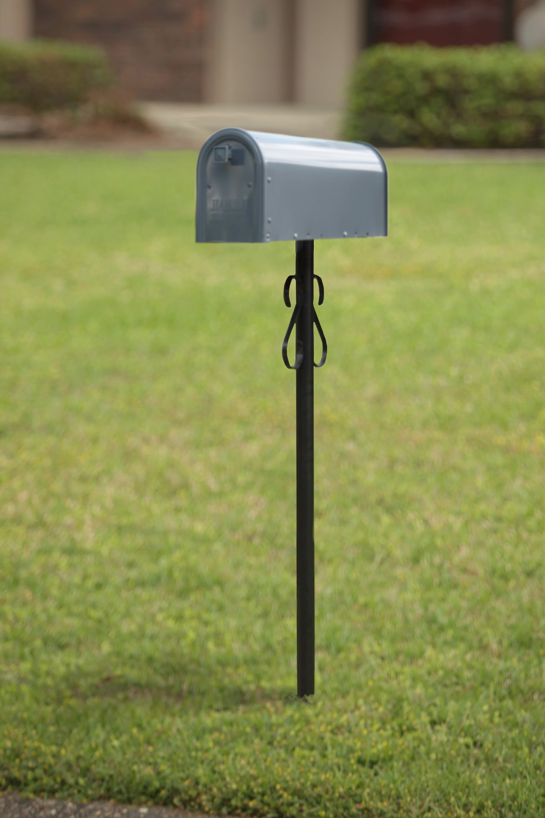 Architectural Mailboxes Decoraitve Round Steel, In-ground Mailbox Post in Black