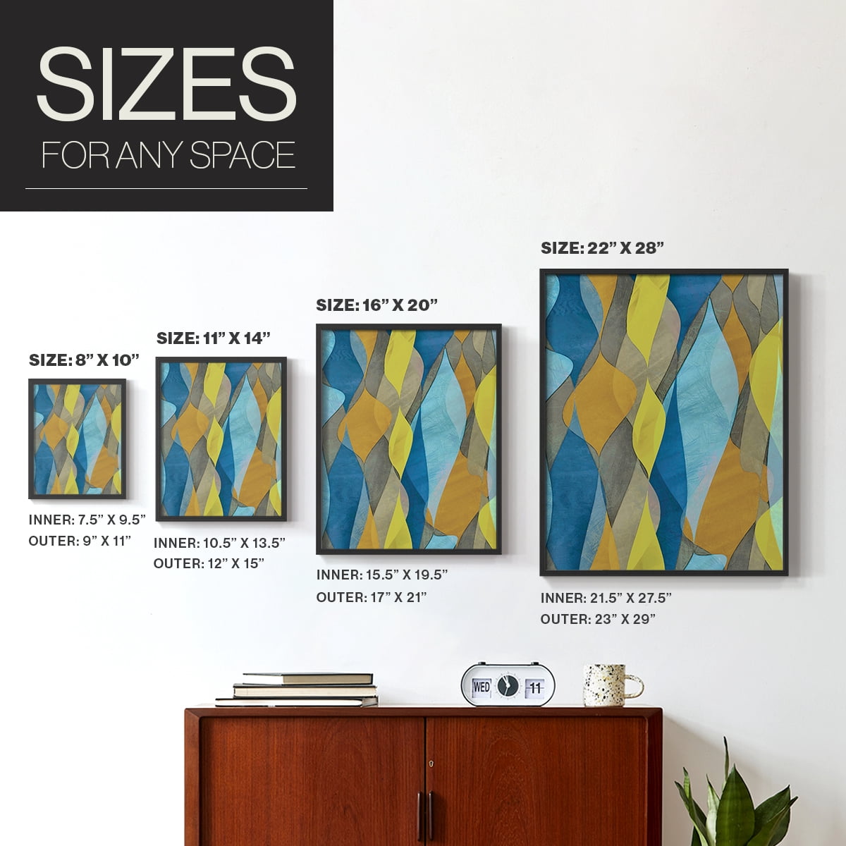 Colorful Cascade I Framed Print in Black Solid Wood Framed Print No Nail Hanging