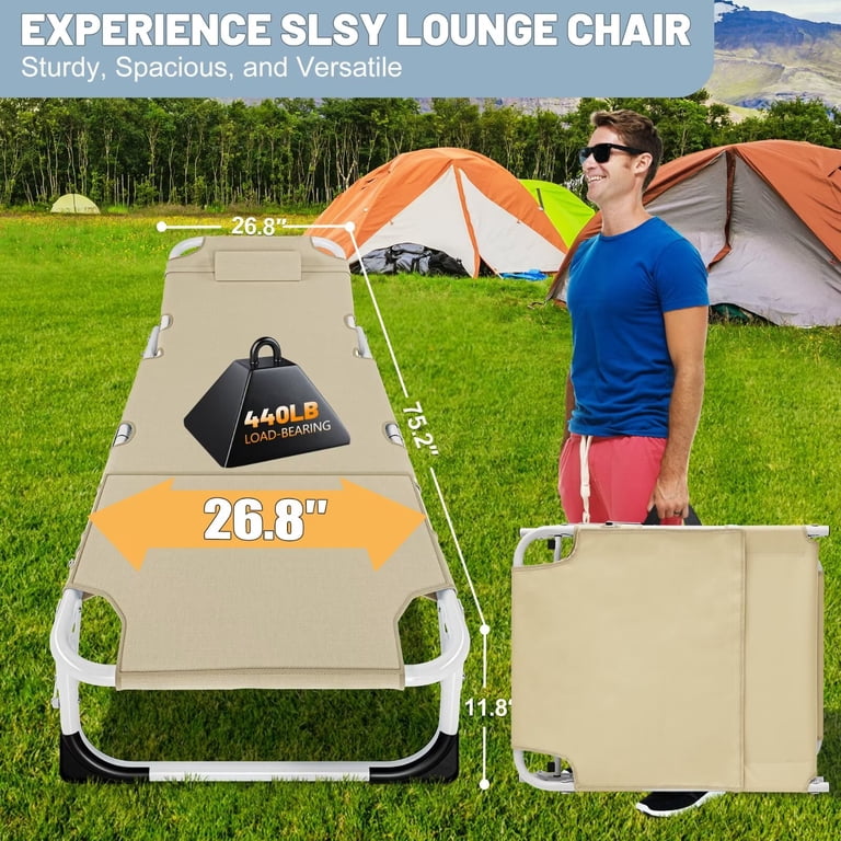 MOPHOTO Oversized Face Down Folding Chaise Beach Lounge Chairs
