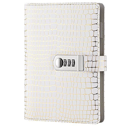 Black ARRLSDB A5 PU Leather Diary with Combination Lock Creative Password Notebook Locking Student Handbook Notepad and Journal Diary 