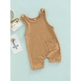 thumbnail image 3 of Cenuakty Baby Summer Suspenders Jumpsuit, Toddlers Solid Color Sleeveless Short Rompers for Girls, Boys, 0-3 Years, 3 of 8