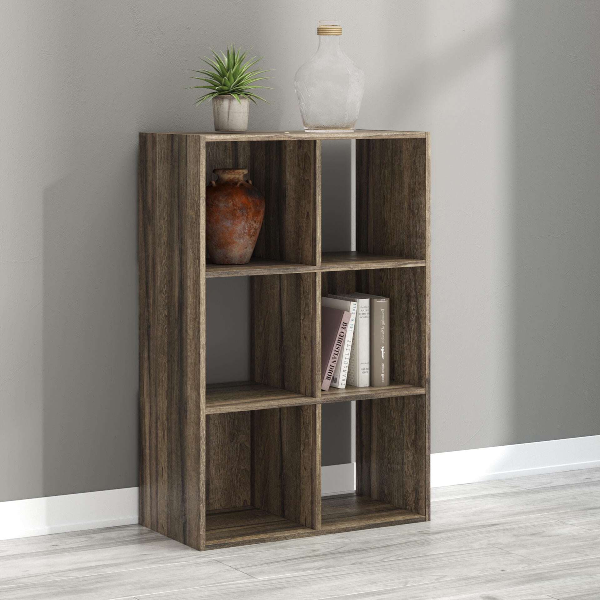 Signature Design by Ashley Shallifer 6 Cube Storage Organizer with Oak Finish
