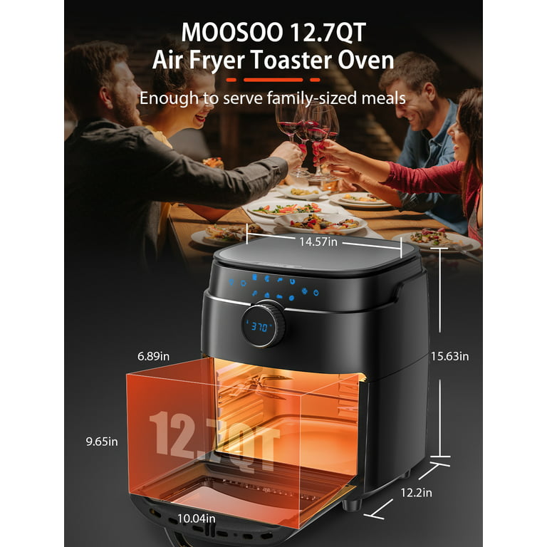 Moosoo 12.7 Quart Digital Air Fryer Toaster Oven 1700W, Black