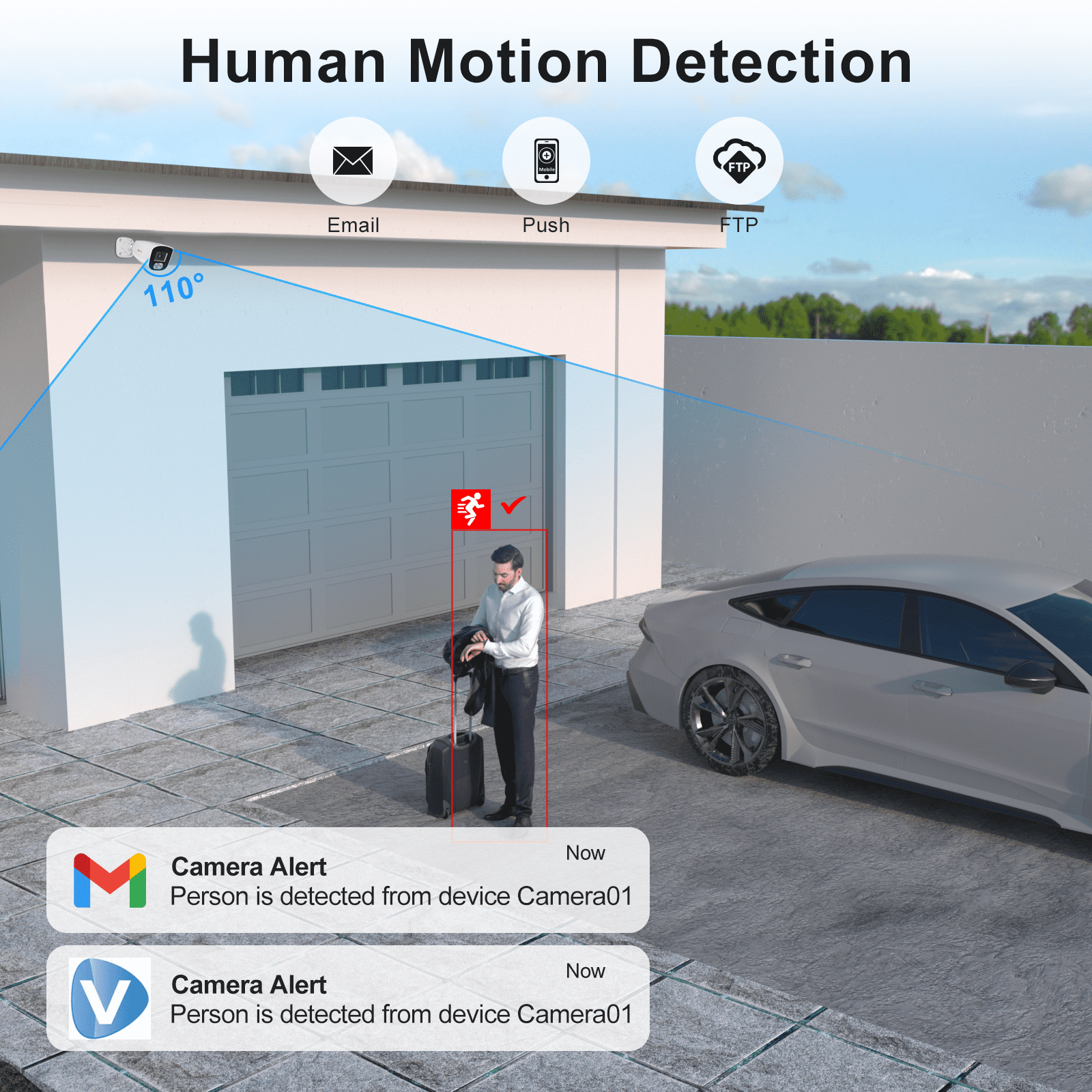 Anpviz 4MP Outdoor PoE IP Security Camera with AI Human Detection & Color Night Vision, Built-in Mic, IP66 Weatherproof, NDAA Compliant, Wired Bullet Camera