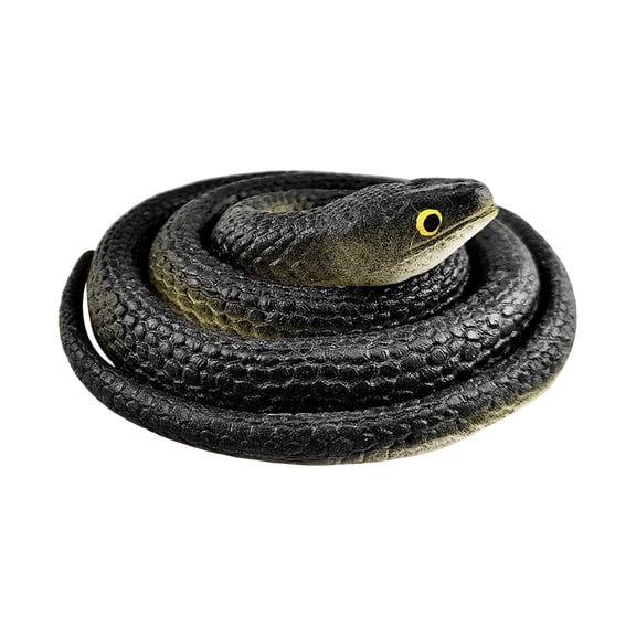 Realistic Rubber Snake Toy Fake Cobra Snake Model Halloween Prank Prop Garden Bird Deterrent Soft Plastic Scary Snake Party Gag Gift Black Green