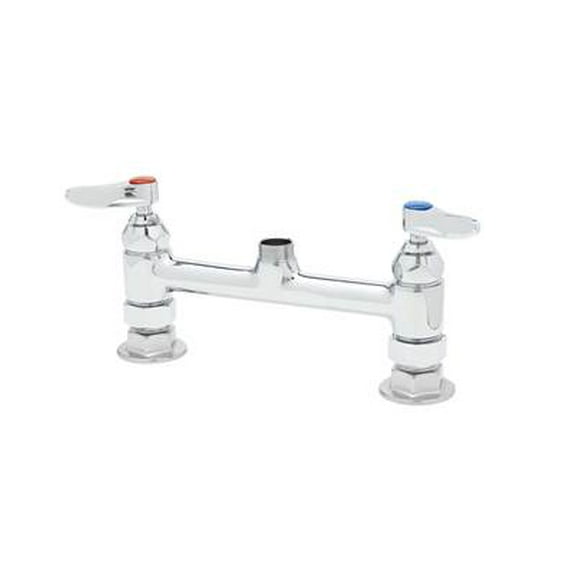 T&S Brass - Double Pantry Swivel Base Faucet, Deck Mount, 8'' Centers, Lever Handles, Less Nozzle