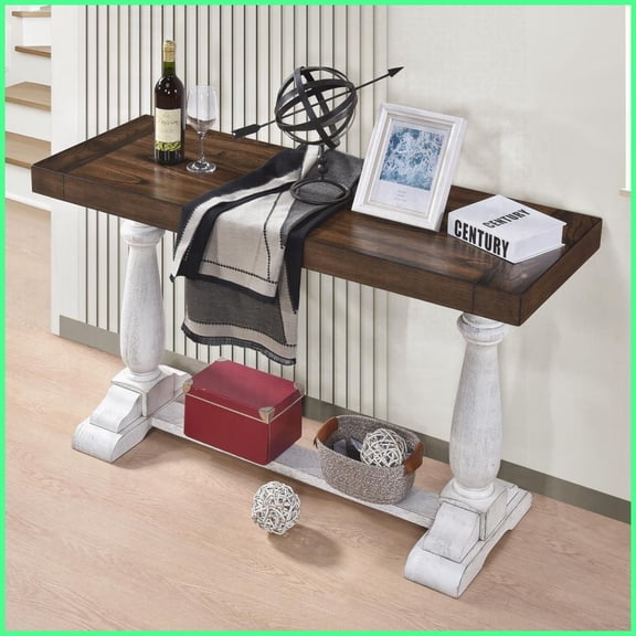 Farmhouse Retro Weathered Wood Coffee Table for Living Room, Spacious Top & Easy Assembly