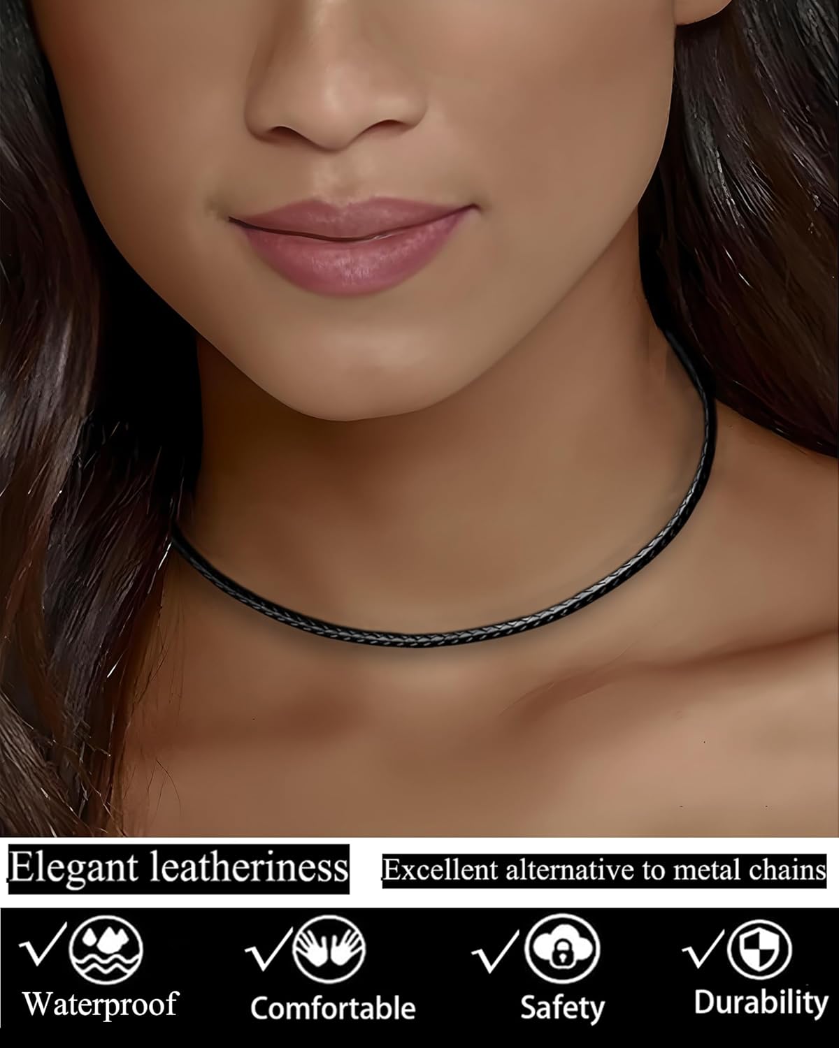 Waterproof Pro 2MM/3MM/4MM, 14" to 42" Braided Leather Chain Cord Necklace intended for Men/Women, Brown/Black Rope Chain perfect for pendant (Elegant Box)[a870]