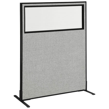 48-1/4 W x 60 H Freestanding Office Partition Panel with Partial Window Gray