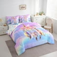 thumbnail image 3 of Manfei Chic Dreamcatcher Bedding Comforter Set 7-Piece,Colorful Flower Floral King Bedding Sets,Pink Purple Blue Bed Sheets For Girls,Ultra Soft Home Decor Reversible, 3 of 7