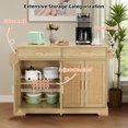 thumbnail image 7 of Finnhomy 55.3-Inch Rolling Kitchen Island with Storage, Rattan Doors, Hidden Wheels and Towel Rack  for Dining Room, 7 of 7