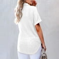 thumbnail image 4 of Women's Short Sleeve Tops Acrylic Knit Lapel Collared Shirt with Buttons Loose Fit Pullover Tee Blouses (XL, White), 4 of 6
