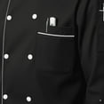 thumbnail image 3 of Men’s 3/4 Sleeve Black Chef Coat with Black Piping, Double-Breasted Kitchen Uniform Jacket, Size [XS–6XL], 3 of 6