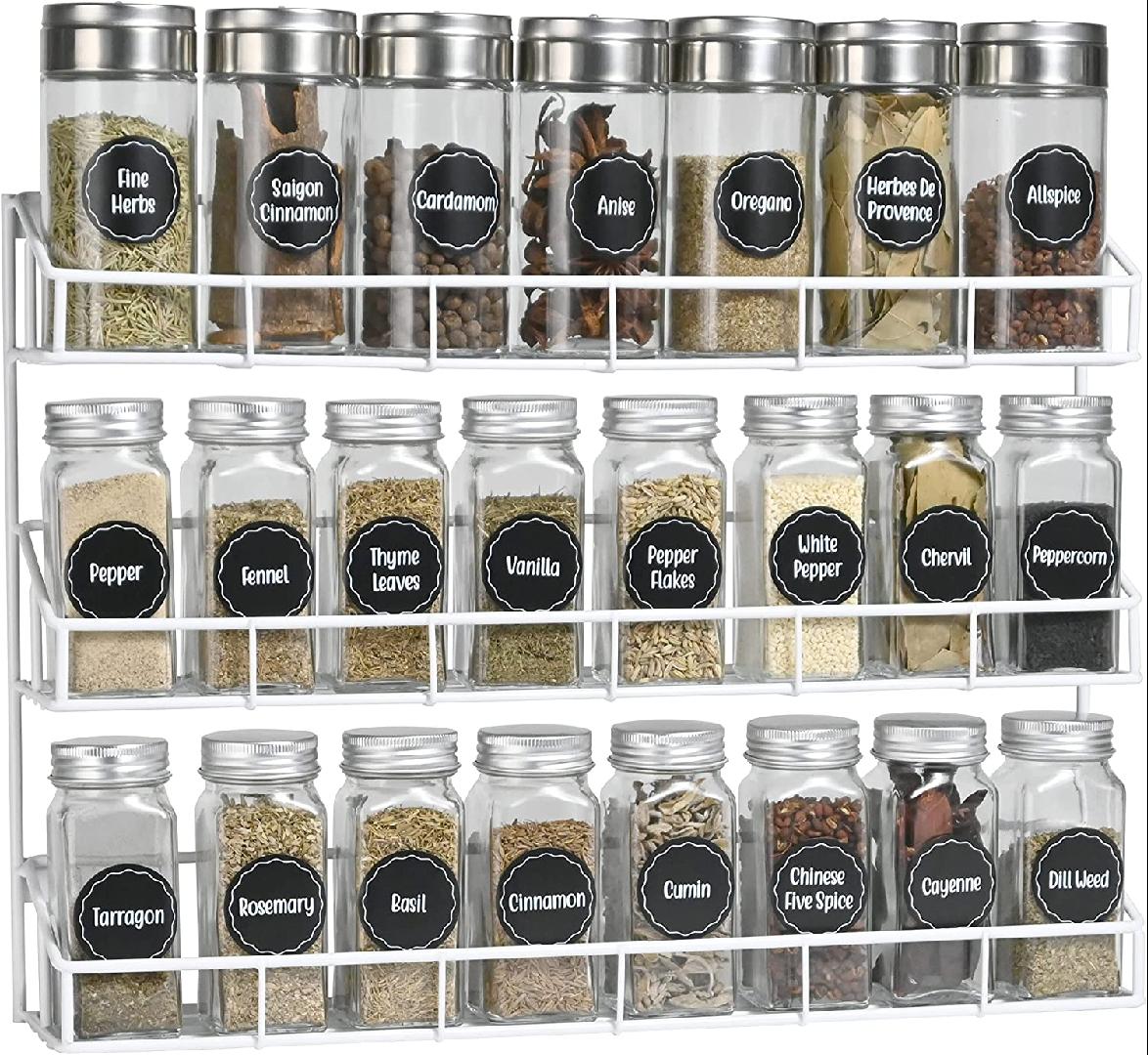 Wall Mount Spice Racks, 3Tier Storage Shelf Organizer for Kitchen