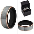thumbnail image 4 of P. Manoukian Tungsten Wedding Band Ring 8mm for Men Women Black & 18K Rose Gold Plated Stepped Edge Polished Lifetime Guarantee Size 9.5, 4 of 4