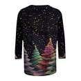 thumbnail image 4 of asdoklhq Christmas Oversized Sweatshirt for Women Christmas Sparkling Colorful Christmas Tree Print Three Quarter Sleeve 3/4 Round Neck Top Multicolor 2X, 4 of 5