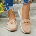 thumbnail image 2 of Women's Wedge Suede Loafers Low Cut Casual Wide Width Tennis Shoes Metal Chain Comfortable Non Slip Walking Sneakers Brown Size 7.5, 2 of 5