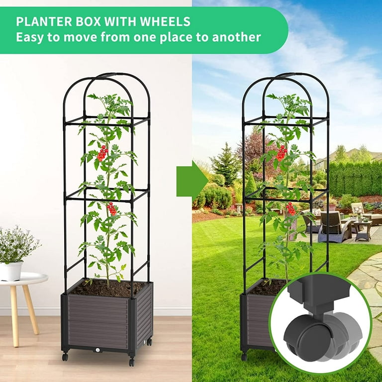 locker Fryse Tekstforfatter Slsy Raised Garden Bed Planter Box with Wheels, Tomato Cage Planter Raised  Garden Bed with Trellis for Climbing Vegetables Plants Tomato Cage, Indoor  Outdoor Use - Walmart.com