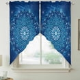 thumbnail image 2 of Blue Flowers Swag Curtains for Kitchen/Bedroom/Living Room, Farmhouse Boho Middle Century Floral Art Scalloped Curtains 63 Inch Long, Window Swag Topper Curtains Valances 2 Panels Set 36"x63", 2 of 8