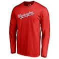 thumbnail image 2 of Men's Red Washington Nationals Team Wordmark Long Sleeve T-Shirt, 2 of 3