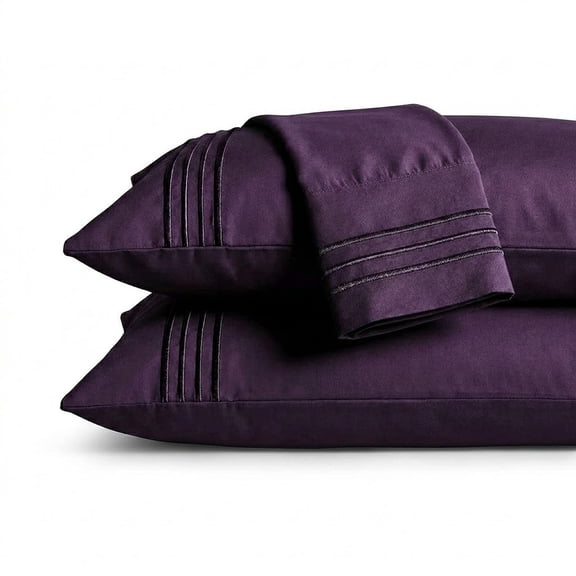 Mocassi 1800 Series Sheet Set 2 Pieces Pillowcases, King Size - Purple