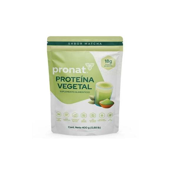 Suplemento Proteína vegetal Pronat sabor Matcha 400 gramos