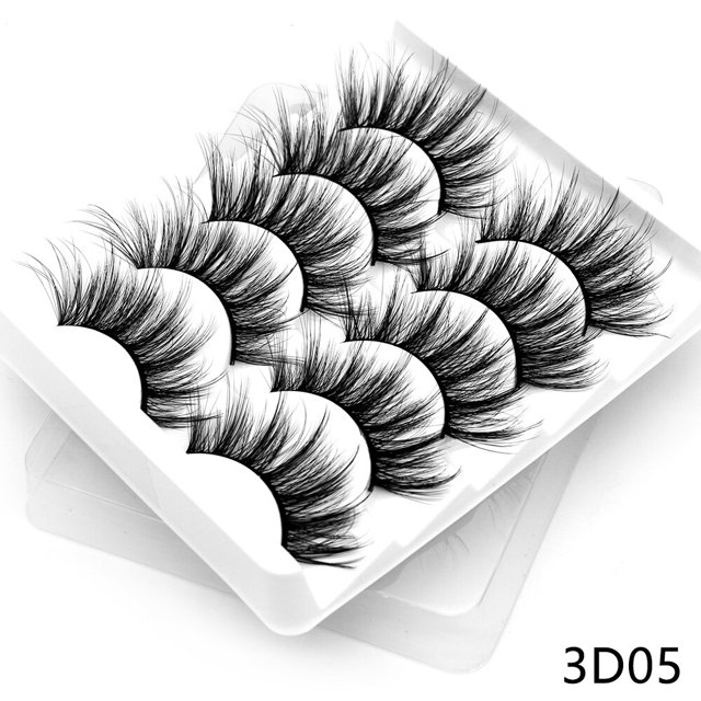 GROINNEYA-3D False Mink Lashes Fluffy Soft Slim Volume Natural Long False Lashes Maquillaje reutilizable 5 pares 10 pares hola suerte unisex