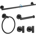 thumbnail image 1 of Negro Mate 5 Piezas Toallero de Baño Set, Acero Inoxidable SUS304 Toallero de Baño Set, Kit de Accesorios de Baño de Pared, 1 of 4