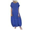 thumbnail image 1 of Kcodviy Robe d'Été Décontractée à Pois pour Femme, Imprimé, Manches Courtes, Col Rond, Robe Portefeuille pour Femme, Robe Maxi d'Été, 1 of 1