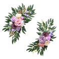 thumbnail image 3 of Juego de 2 guirnaldas de flores artificiales para decoración del hogar, hojas verdes colgantes, arco de boda Violeta, 3 of 9