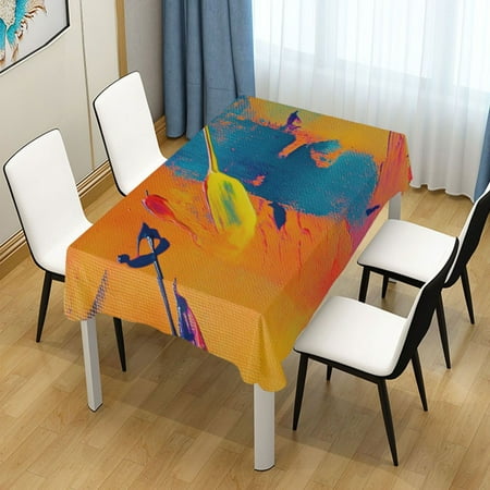 

60x120 Inch Tablecloth Polyester Square Tablecloth for Home Kitchen Dinner Decor Multicolor Abstract Painting