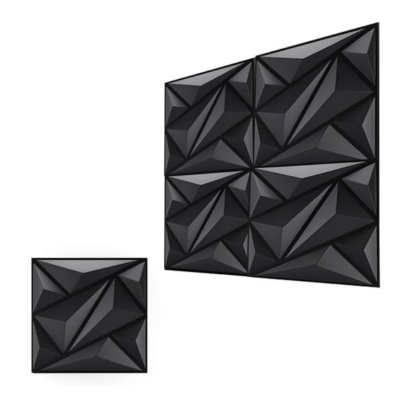 3D Wall Panels for Interior Wall Decor, 11.8''x11.8'' Black Accent Textured Wall Panels, Wall Covering Panles for Living Room, Gaming Room, TV Background