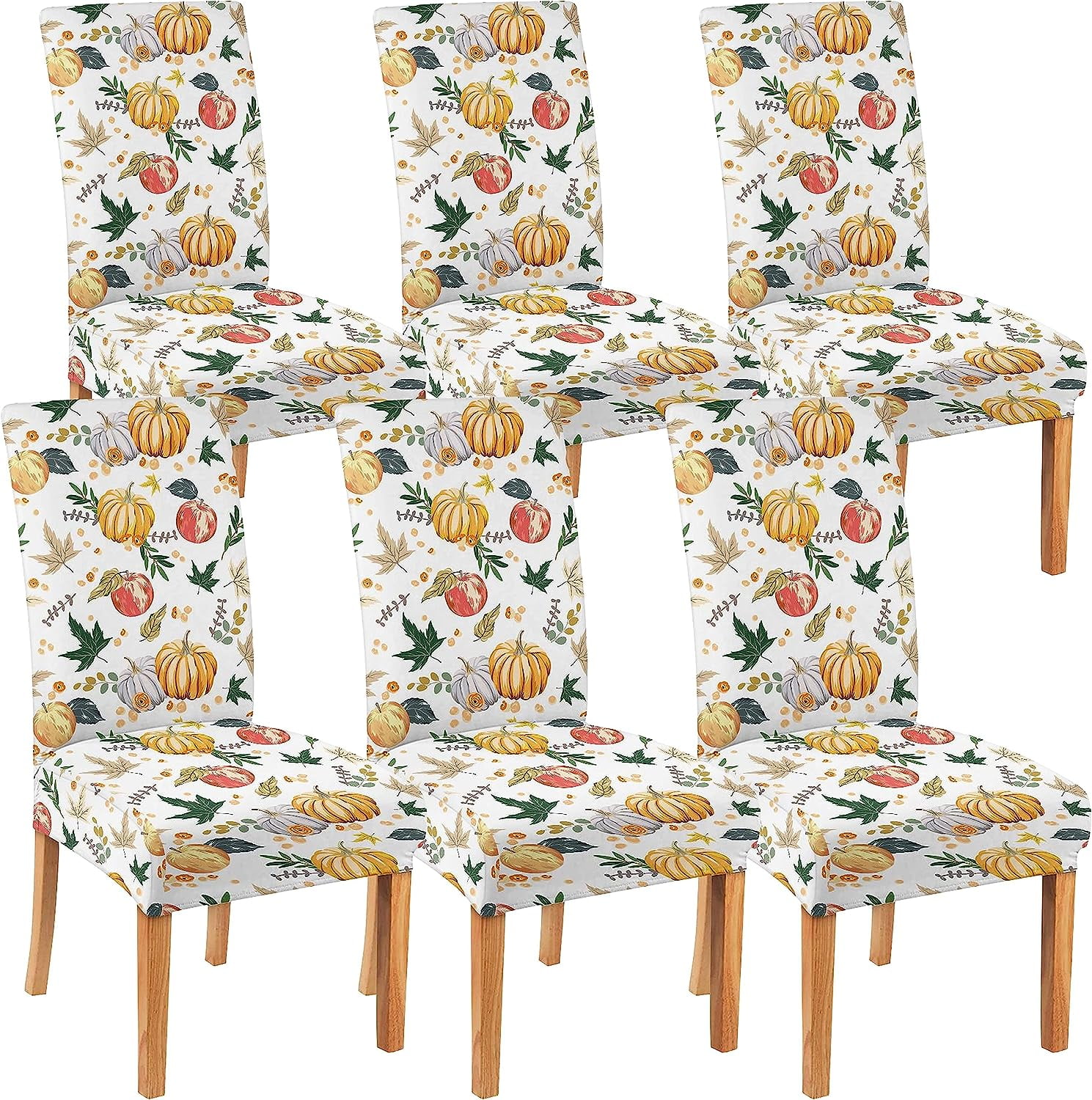 Large Fall Dining Room Chair Cover Set of 6, Stretch Parsons Chair