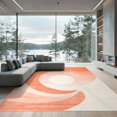 thumbnail image 2 of ODIKA 6'x9' Ultra-Soft Area Rug, Peach Gradient Swirling Wave Abstract Minimalist Ombre Spiral None Washable, Bare feet friendly, Silk-Touch for Guest Room, Bedroom, 2 of 7