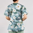 thumbnail image 3 of Iaqnaocc Scrubs for Women Plus Size Floral Print Nurse Uniforms Fashion V-Neck Side Slits Scrub Tops Holiday Short Sleeve Medical Workwear with Pockets Sky Blue 3XL, 3 of 4