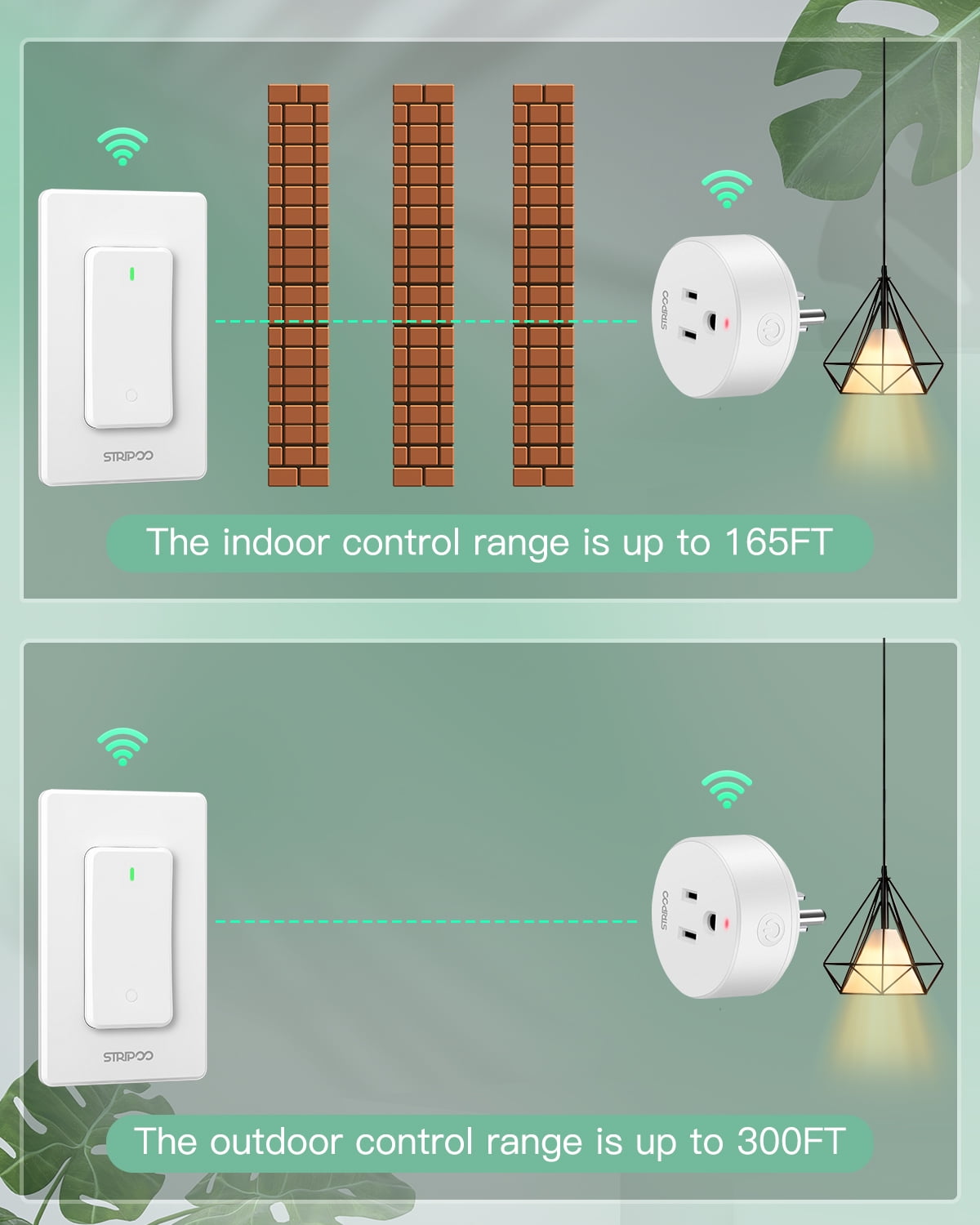 Stripoo Wireless Smart Remote Switch Outlet,Wall Mounted