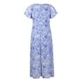 thumbnail image 6 of Youmylove Summer Dresses Maxi Dress Women's Dresses Swing Long Dress Chiffon Floral Short Sleeve Ruffle V Neck Fashion Waist Flowy Dress Stylish Sundresses, 6 of 6