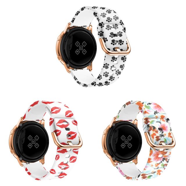 ALMNVO (Single pack 3pack) 20mm Compatible with Galaxy Watch 5 4 40/44mm Watch 5 Pro 45mm Samsung Galaxy Watch 4 Classic 42/46mm Galaxy Watch Active 2/3 Flower Silicone Pattern Replacement Strap