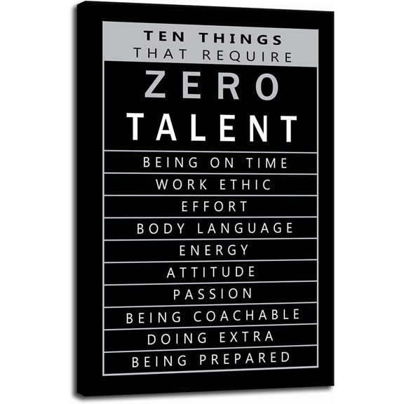Inspirational Posters Inspirational Canvas Wall Art Ten Things That Require Zero Talent Image Printing Modern Home Office Decoration Artwork Stretching And Mounting Ready to Hang[12''W X 18''H]