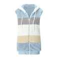 thumbnail image 4 of Lovskoo 2024 Womens Fuzzy Fleece Vest Cozy Sleeveless Winter Warm Vests with Pocket Zip Up Hooded Waistcoat Outerwear Light Blue, 4 of 6
