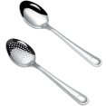thumbnail image 1 of 2 Pcs Cuillère à Manche Long avec Fentes Ustensile Portable en Acier Inoxydable pour Buffet, 1 of 8