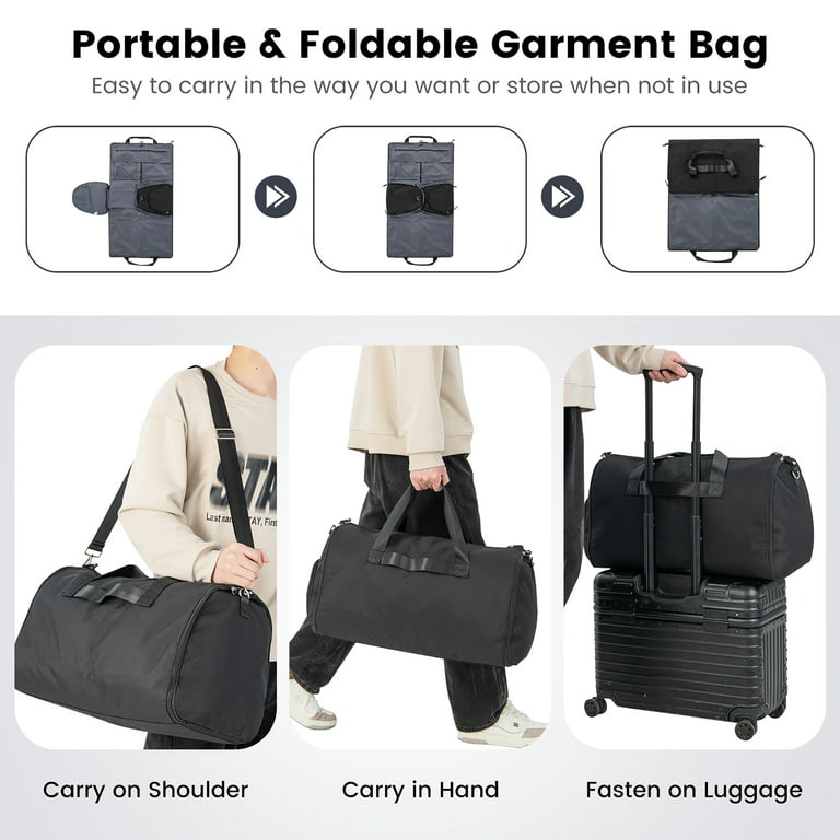 Garment Bags for Travel for Women, Stylish Garment Duffle Bag, Convertible  & Foldable 2 in 1 PU Suit Bag For Hanging Clothes, Business Trip Bag With