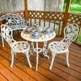 thumbnail image 2 of Sunnydaze Flower Design Cast Aluminum Bistro Set with Cast Iron Legs, White, 3pc, 2 of 8