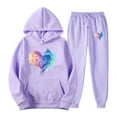thumbnail image 2 of Jinhomg Womens Casual Sweatsuit Sets 2 Piece Comfort Tracksuit Cute Heart Graphic Long Sleeve Hoodies with Elastic Waist Jogger Pants Fall Saving Purple L, 2 of 6