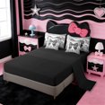 thumbnail image 3 of Erosebridal Kids Cartoon Bowtie 7pcs Bedding Comforter Set For Bows Lover,Dreamy Princess Style Ballet Girly Queen Bedding Sets,Reversible black, 3 of 7