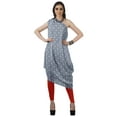 thumbnail image 1 of Moomaya Women's Printed One-Shoulder Cowl Kurti Sleeveless Dress Boho Party Designer Clothing, 1 of 7