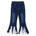 thumbnail image 1 of MSemis Kids Girls Casual Bell Bottoms Lace Flared Jeans Pants, 1 of 4