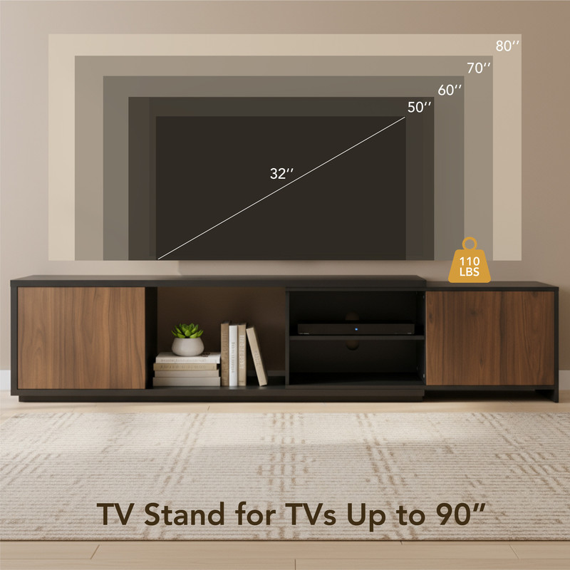 Spruce & Spring Extendable TV Stand for Large TVs up to 90 inches for Living Room