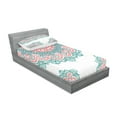thumbnail image 2 of Oriental Fitted Sheet & Pillow Sham Set, Soft Colored Mandala South Culture Inspired Floral Image, Decorative Printed 4 Piece Bedding Decor Set, Twinxl, Turquoise Coral Teal, by Ambesonne, 2 of 3