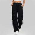 thumbnail image 5 of PNTUTB Women's Workwear Pants Casual Stylish Solid-Color Quick-Dry Wide-Leg Pants Elastic High-Waist Drawstring Loose Pants with Multiple Pockets, 5 of 7